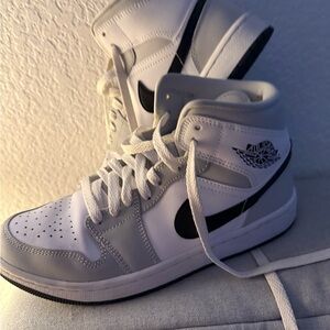 Nike White and Gray High-Top Sneakers